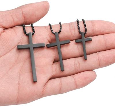 China Simple Romantic Stainless Steel Black Cross Pendant Necklaces For Women Mens for sale