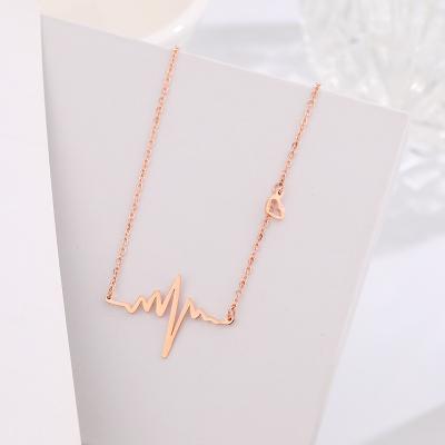 China Small Fresh Women Necklace Clavicle Chain Necklace Ladies Lin Series Electrocardiogram Summer Romantic Titanium Steel Necklace for sale