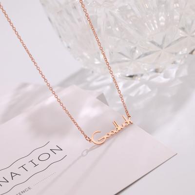 China Romantic English Letter Necklace All-match GOOD LUCK Rose Necklace Titanium Steel Personality Gold Ladies Fashionable Clavicle Chain for sale