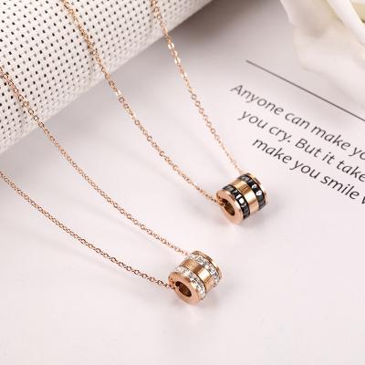 China Double Row Diamond Necklace Double Circle Stone Romantic Roman Female Ring Necklace for sale