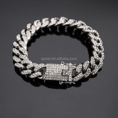 China Hiphop Bracelet For Men 12MM White Gold Finish Miami Cuban Link for sale