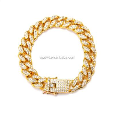 China Hiphop Gold Chain Bracelet For Men 12MM 18k Gold Real Plated/Finish Miami Cuban Link Platinum White Gold for sale