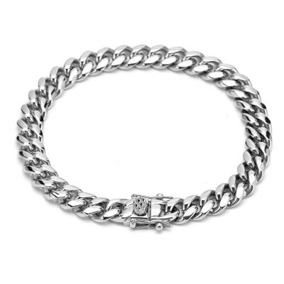 China Hip Hop Stainless Steel Punk Titanium Steel Cuban Chain Bracelet, Silver and Gold Plated Color for sale