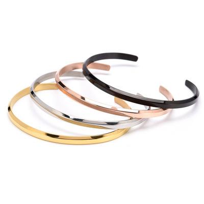 China Custom Hiphop DW flat bangle can be customized simple logo fashion solid color titanium steel multicolor optional c-shaped bangle for sale