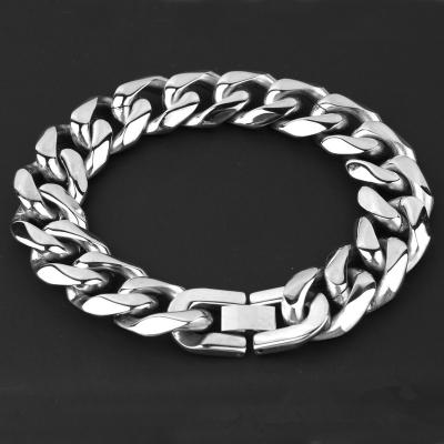 China European and American jewelry men's fashion stainless steel buckle punk titanium steel hexagon grinding bracelet for sale