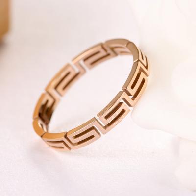 China Fashion Great Wall Pattern Ring Titanium Steel Rose Gold Punk Ring for sale