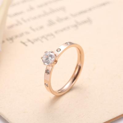 China Korean punk version of the large diamond ring mounted titanium steel gold ring couples ring for sale