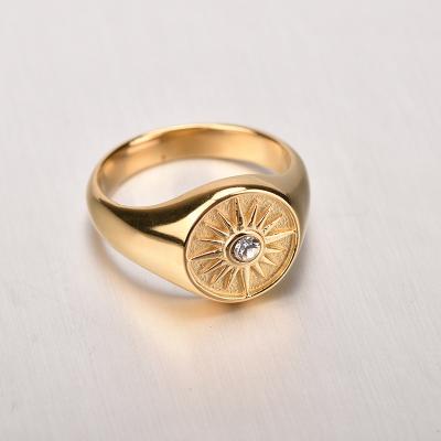 China New European and American punk simple zircon sunflower ring closed titanium steel ring for sale