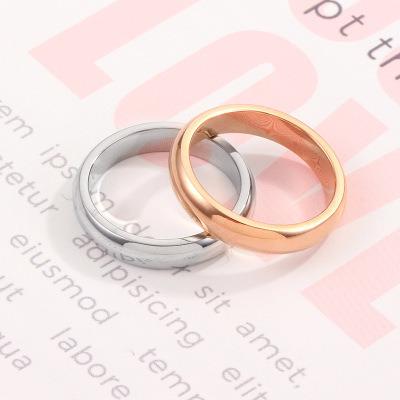 China Simple punk ring wide version plain stainless steel shiny ring mounted titanium steel gold couple ring for sale