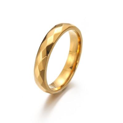 China Simple punk ring wide version plain stainless steel shiny ring mounted titanium steel gold couple ring for sale