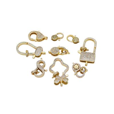 China Zircon copper lobster clasp inlaid small zircon key chain buckle environmental protection brass jewelry hanging buckle accessories for sale