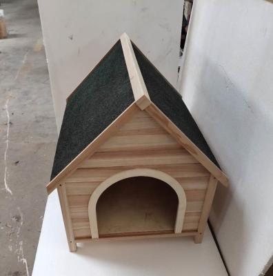 China Breathable Outdoor Pet Sheds Custom Logo Kennel Solid Wood Natural Wooden House for sale