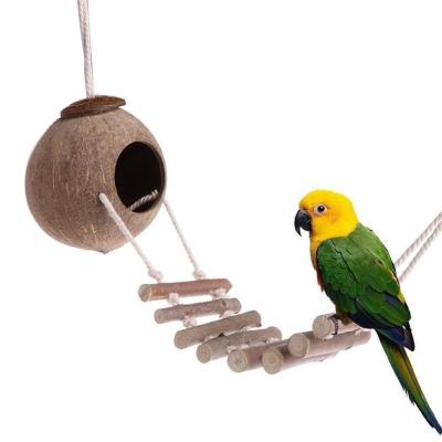 China Viable Promotional Cheap Mini Coconut Shell Outdoor Parrot Cage Bird House for sale