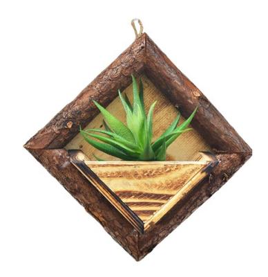 China Custom Rustic Home Decorative Wooden Wall Hanging Planter Europe Country Logo Natural Wooden Flower Pot Box for sale