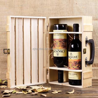 China Recycled Materials Accept OEM Logo Silk Printing Wooden Wine Bottle Box, 2 Bottle Wine Box, Wine Case for sale