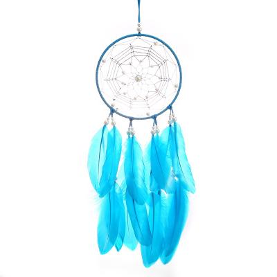 China Creative Blue Decor Ornaments Home Wall Hanging Dreamcatcher Feather Japan Birthday Dream Catcher for sale