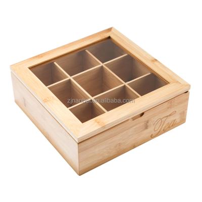 China Recycled Materials Laser Custom Logo Bamboo Tea Box Compartment Coffee Cans for sale