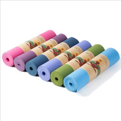 China Non-slip Tape Yoga Mat Double Layer Safety Eco Friendly Yoga Mat With Strap Mat for sale