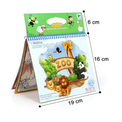 China Zoo Doodle Water Paper Reusable Coloring Drawing Book With Pen for sale