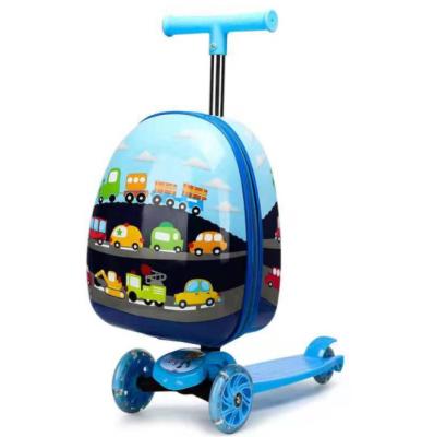 China PU Customized Luggage Design Scooter Trolley Kids Scooter Suitcase Airport Luggage for sale