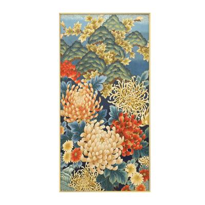 China New New Gorgeous Chinese Handmade Chinese Wall Art Decor Paintings of Rich Flowers Sandstone Craft Installation for sale