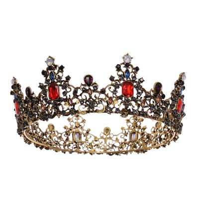 China Diamond Wedding Accessories Bridal Tiara New Fashionable Baroque Color Full Headdress Crown Bride Circle Crown for sale