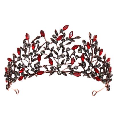 China New Arrival Fashionable Crystal Bridal Hair Crown Red Wedding Tiaras for sale