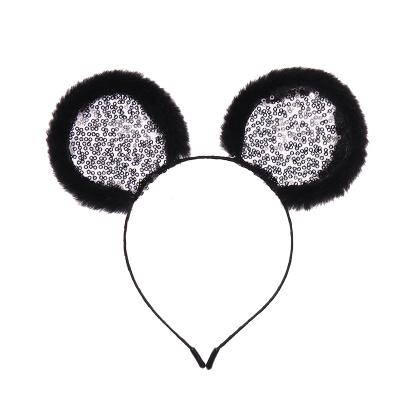 China Fashion Kids Hair Accessories Sequins Teddy Bear Ears and Pink Cat Ears Cloth Headpiece For Girls for sale