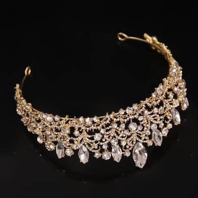 China Fashionable Wholesale Bridal Crown Crowns Tiaras Crystal Wedding Crown Tiara Gold Crystal for sale