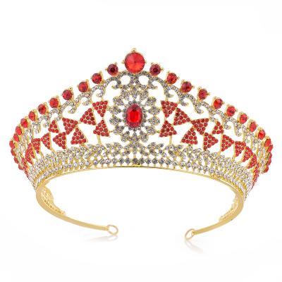 China Fashionable Bridal Crown Hair Accessories Diamond Alloy Bridal Crown Hair Exquisite Geometric Circle Headdress for sale