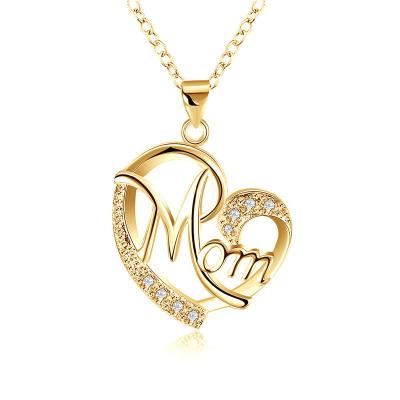 China New TRENDY Diamond Letter Pendant Necklace Jewelry Mom Letter Love For Mother's Day Gifts for sale