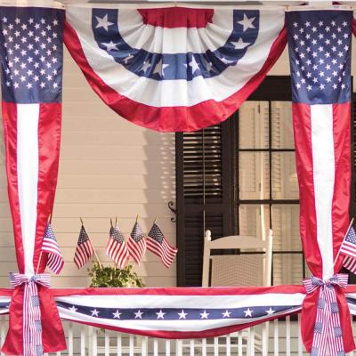 China Education 3*6ft Corrugated American Flag Decoration Flag Skirt Banner Labor Day American Fan-shaped Independence Day Flag for sale