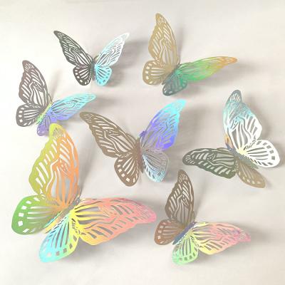 China Decorate Foreign Trade Color Models 72 Pack 3d Butterfly Stereo Hollow Artists Party Wall Decoration Home Background Wall Stickers for sale