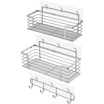 China Metal Bathroom Stocked Border Shelf Perforated Kitchen Freestanding Daily Vanity Rack Home Storage Necessities Cosmetic Holder for sale