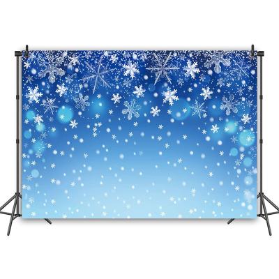 China Blue Birthday Party Winter Snowflake Photography Backdrops Christmas Snowflake Background Props Christmas Party Banner for sale