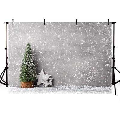 China Gray Wall Christmas Photography Banner Christmas Baby Shower Birthday Party Winter Photo Background Snowflake Pine Tree for sale