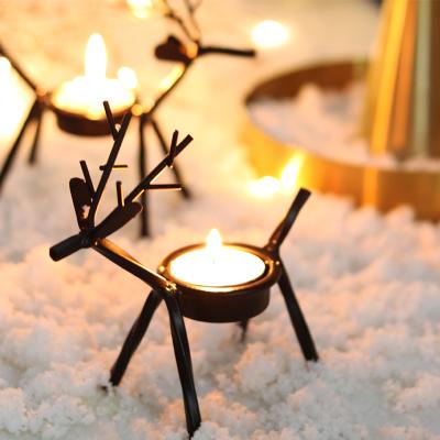 China Creative European black wrought iron candle holder restaurant decoration deer candle holder home decoration Christmas candle holder for sale