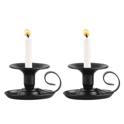 China New Teacup Iron Art Home Accessories Ornaments Metal Candle Holders Black Creative Border Home Decoration Retro Candle Holders for sale