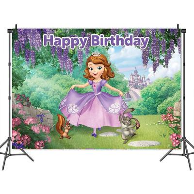 China Children's birthday party photo background photography banner birthday party princess theme party background cartoon party background for sale