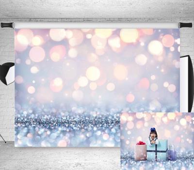 China Simple Shiny Bokeh Background Fashion Theme Spots Photography Backdrop Dreamy Silvery White Baby Party Birthday (No Glitter) for sale