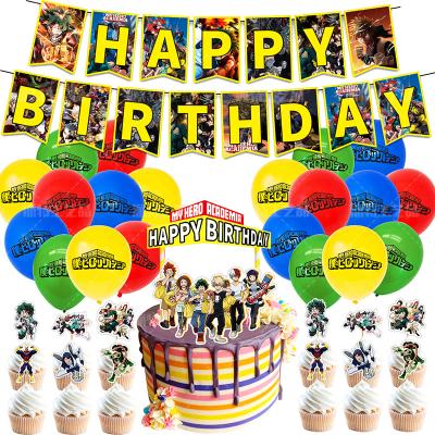 China Decorate My Hero Academia Theme Party Decoration Set Pull Flag Balloon Cake Insert Card Animation Birthday Party Supplies for sale