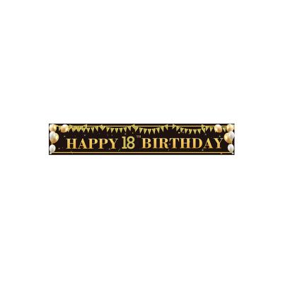 China Black Birthday Party Amazon Birthday Banner Birthday Poster Decoration 50*300CM Gold Series Happy Birthday Background Cloth New for sale