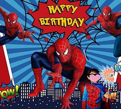 China Birthday Party Superhero City Landscape Photography Background Kids Happy Birthday Photo Booth Studio Props Decoration Vinyl 7x5 Feet for sale