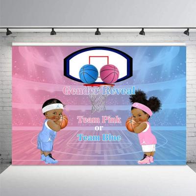 China Birthday party basketball court boy girl pink and blue gender reveal party photo background decoration background for sale