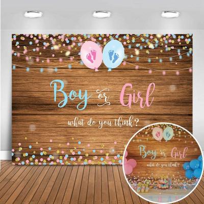 China Birthday Party Boy Or Girl Gender Reveal Background Pink Or Photography Background 2.1 x 1.5 m Vinyl Wood Floor Blue Gender Reveal Party Banner for sale