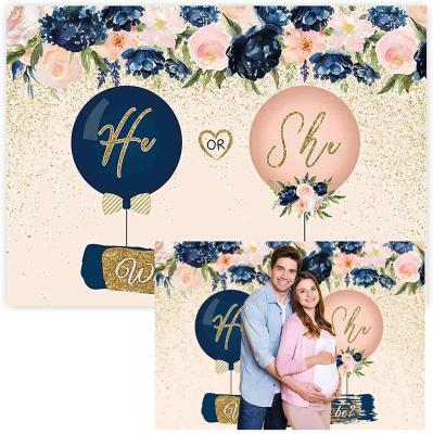 China Birthday party navy blue and blush gold gender revealing rings men and women background gender revealing decorative gold glitter background for sale