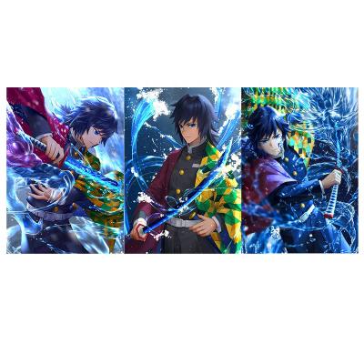 China Newest Eco-Friendly Wholesale Poster Tomioka Giyuu Flip Lenticular Posters Wall Art Manga Decor The Demon Slayer 3D for sale