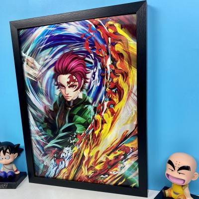 China Newest Design Eco-Friendly Nezeko Zenitsu Tanjirou Flip Changing Picture Wall Art Anime 3D Lenticular Poster Decor for sale