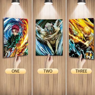 China 4 Designs Demon Slayer 3D Printing Anime Poster Wall Art Painting Kimetsu No Yaiba 3D Lenticular Eco-Friendly Wallpaper Customize 3D Wallsticker for sale