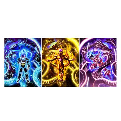 China Newest Design Eco Friendly Anime DB Lenticular Posters 3 Characters Changing Situations Manga 3D Flip Poster Wall Art for sale